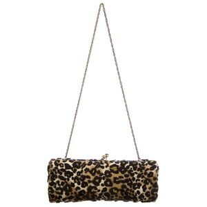 EUC Santi Leopard Print Beaded Clutch Bag